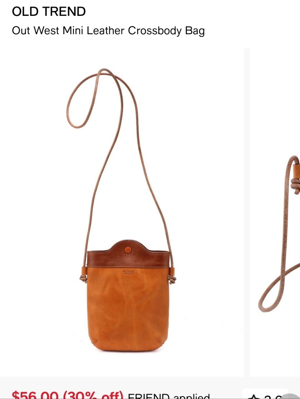 Old Trend Two-Tone Leather Drawstring Crossbody Bag in Saddle Brown - Picture 9 of 10